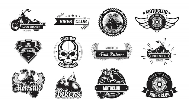 Free vector motorcycle riders club emblem set