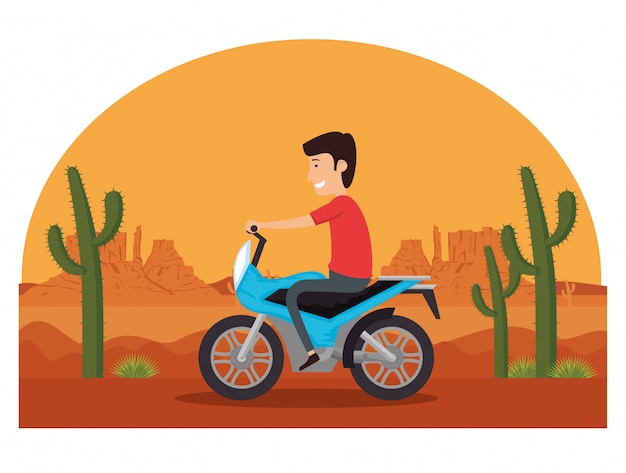 Free Vector motorcycle vehicle in the desert