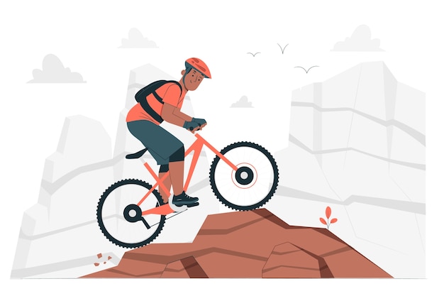 Free Vector mountain biking concept illustration