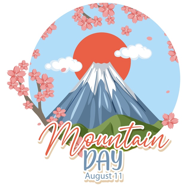 Free Vector mountain day on august 11 banner with mount fuji isolated