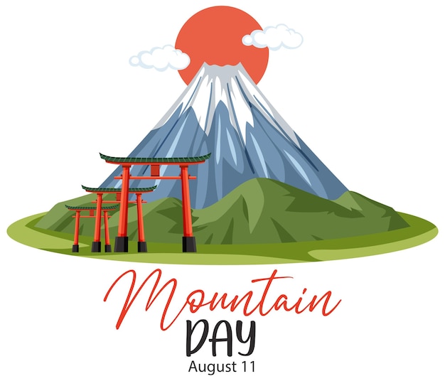 Free Vector mountain day in japan on august 11 banner with mount fuji