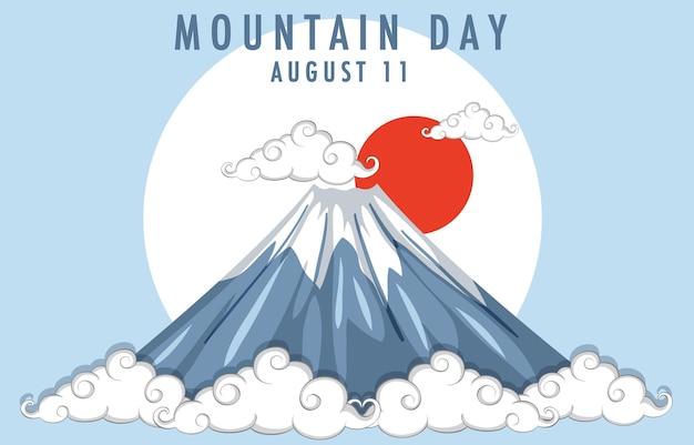 Free Vector mountain day in japan banner with mount fuji