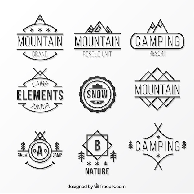 Free Vector mountain flat logo collection