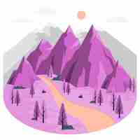 Free vector mountain landscape concept illustration