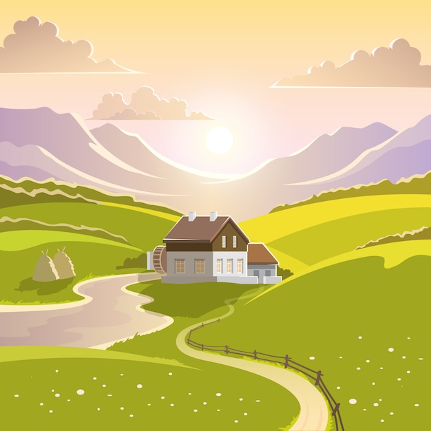 Free Vector mountain landscape illustration