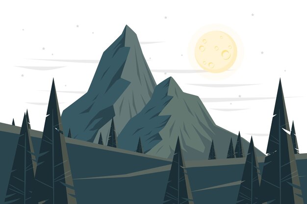 Mountain at night concept illustration