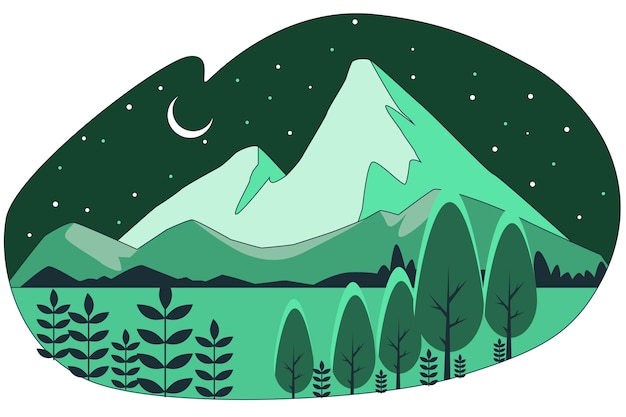 Mountain at night concept illustration