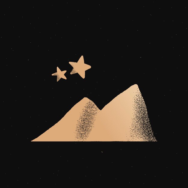 Mountain stars  gold cute doodle illustration sticker