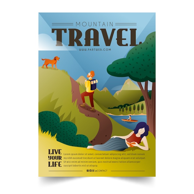 Mountain travelling poster template