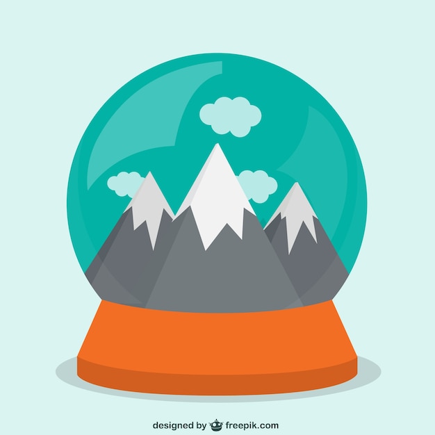 Mountais inside a snow globe