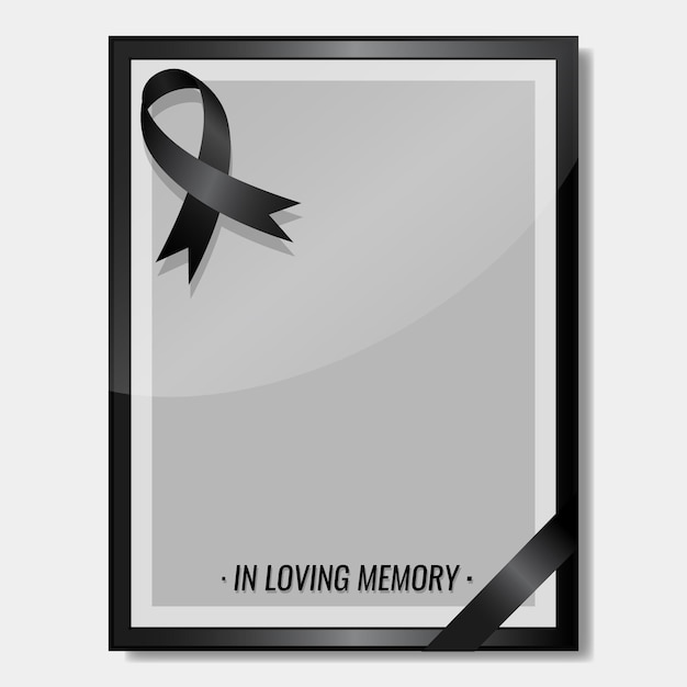 Free vector mourning ribbon with frame copy space funeral concept