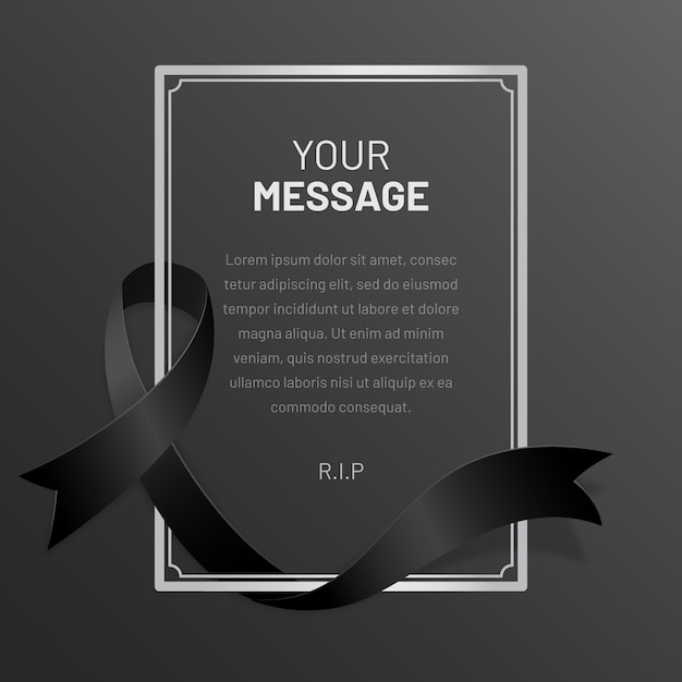 Free Vector mourning ribbon with frame