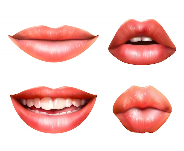 Free Vector mouth body language icons set 