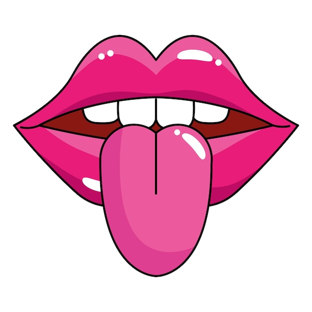 mouth pop art pink with tongue out