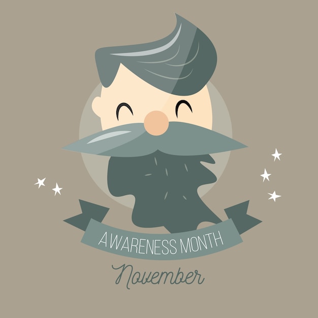 Movember awareness background with bearded man