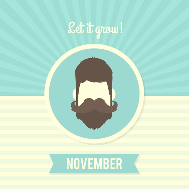 Free Vector movember design on retro background