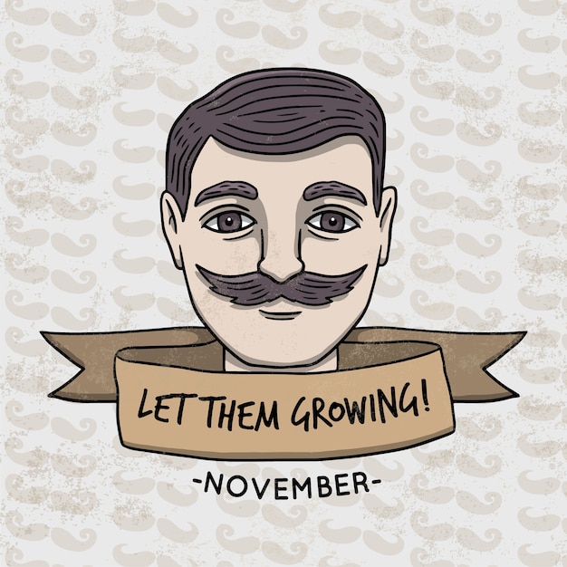 Movember design with face