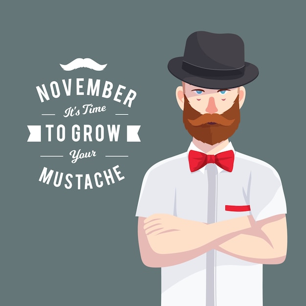 Free vector movember design with hipster