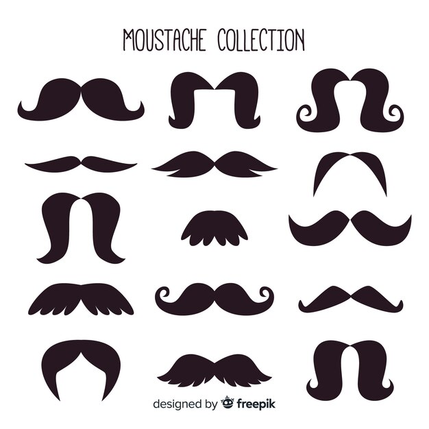 Movember mustache pack collection in flat design