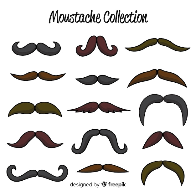 Movember mustache pack collection in flat design