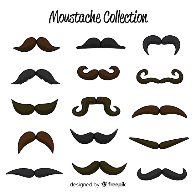 Movember mustache pack collection in flat design