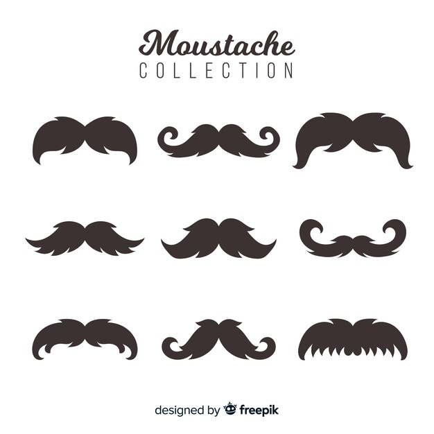 Movember mustache pack collection in flat design