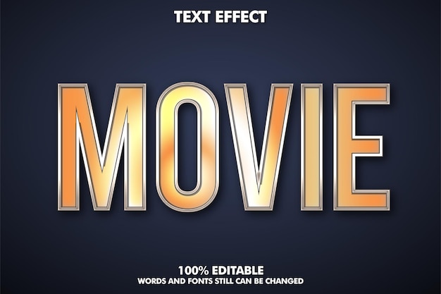 Free Vector movie editable text effect gold text effect