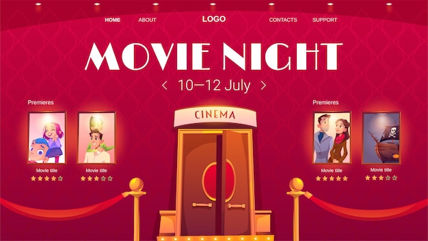 Movie night cartoon landing page