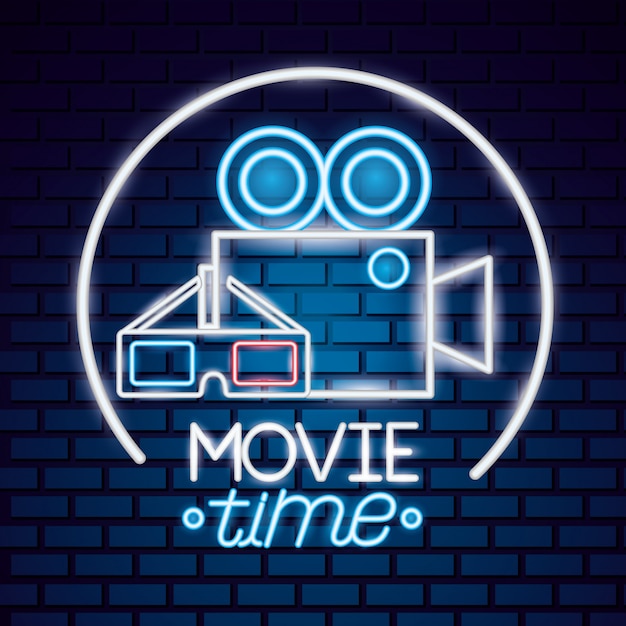 Movie time neon sign sign