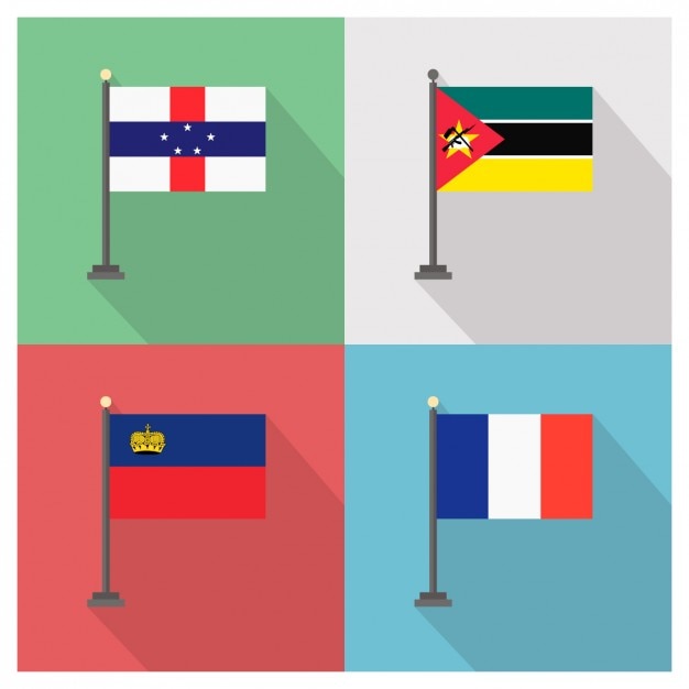 Free Vector mozambique liechtenstein france flags