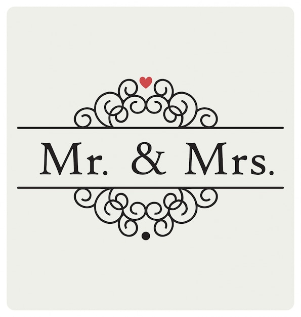 Mr and mrs wedding sign typographic design