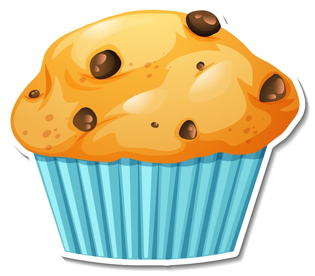 Muffin chocolate chip sticker on white background