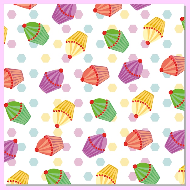 Multicolor cupcakes pattern background