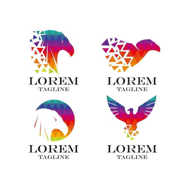 Free vector multicolor eagle logo collection