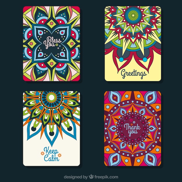 Multicolor mandala greeting card collection