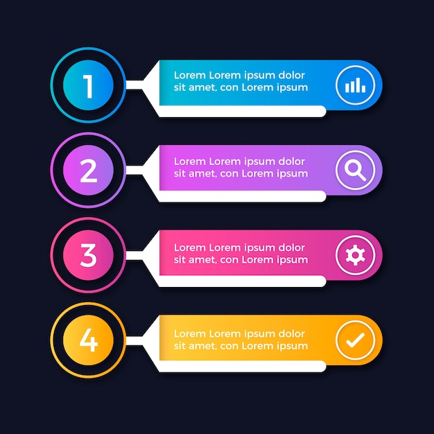 Free Vector multicolored gradient infographic template with steps