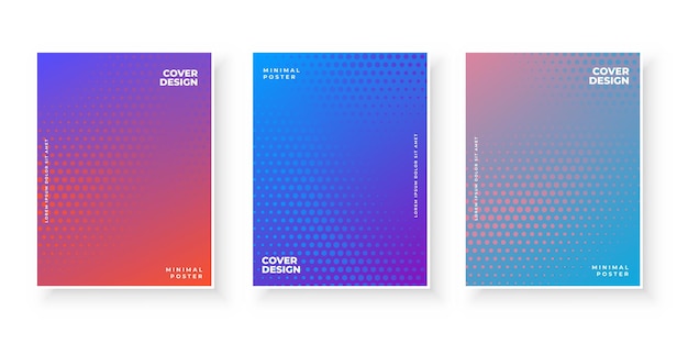 Multicolored gradient texture for minimal cover design set