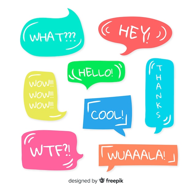 Multicolored speech bubbles with expressions combo