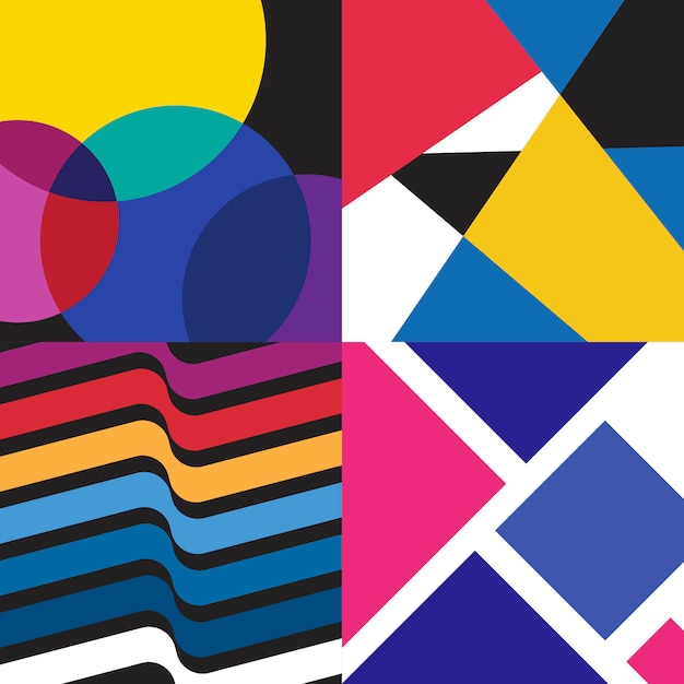 Multicolored Swiss graphic illustration set