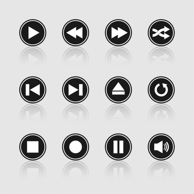 Multimedia black and white buttons