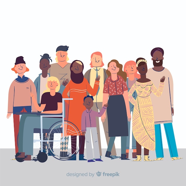 Free Vector multiracial group of people flat design