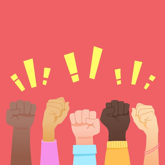 Free vector multiracial raised fists concept