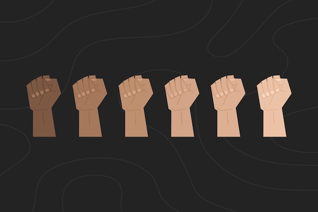 Free Vector multiracial raised fists concept