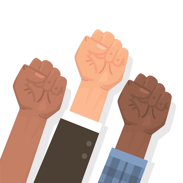 Free Vector multiracial raised fists concept