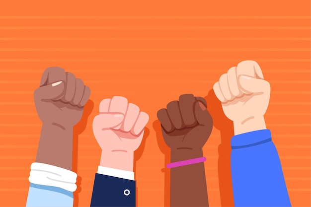 Free Vector multiracial raised fists illustrated