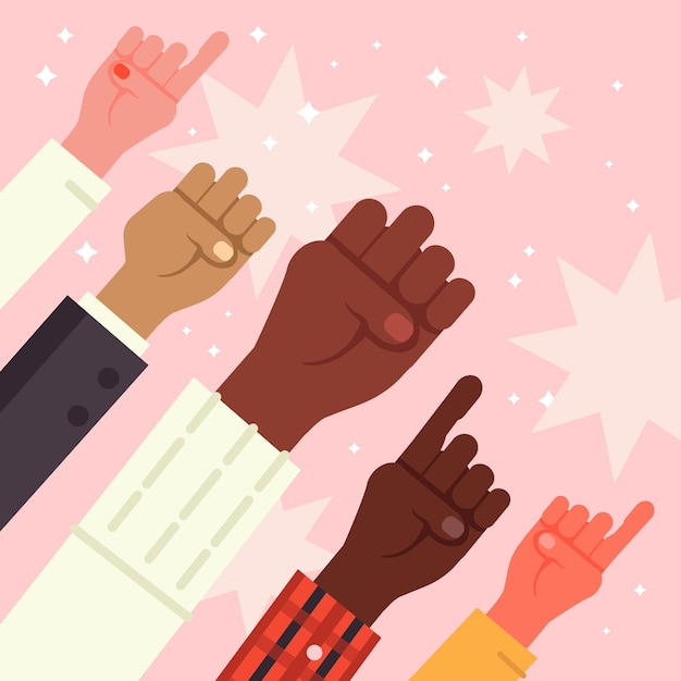 Free Vector multiracial raised fists illustration