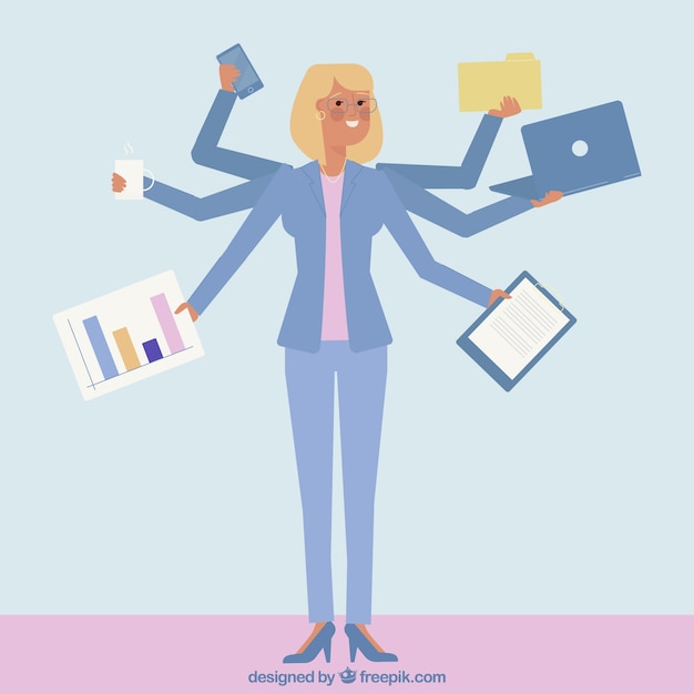 Free Vector multitask businesswoman character