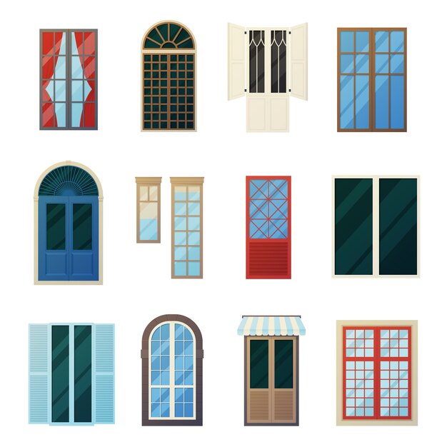  Muntin  Bars Window Panels Icons Set