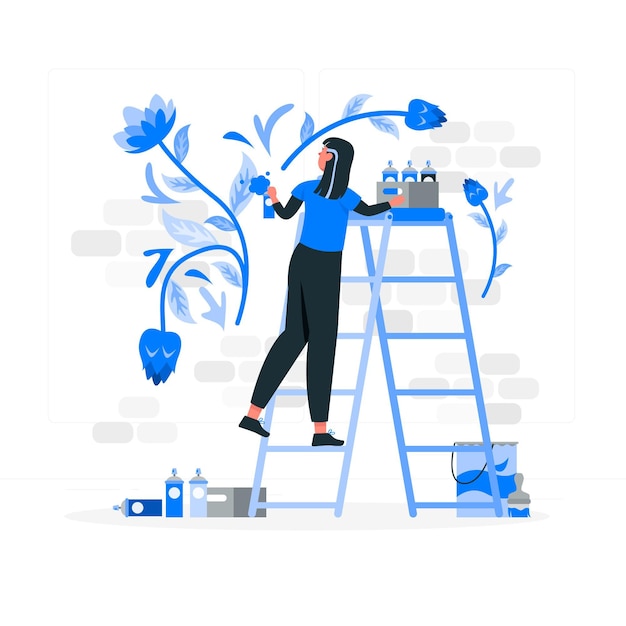 Free Vector mural artist concept illustration