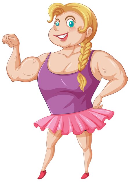 Muscular girl cartoon character sticker